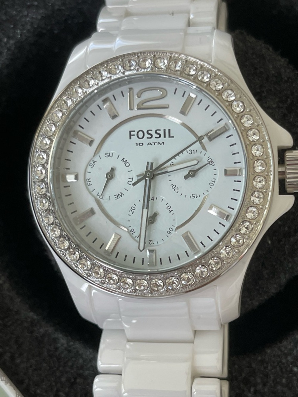 Fossil White Ceramic Watch with Crystal Accents - Picture 8 of 8